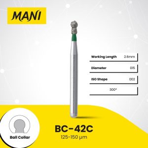 Mani Diamond Bur BC-42C Round with Collar Coarse Grit Green FG 19mm (5)