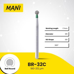 Mani Diamond Bur BR-32C Round Coarse Grit Green FG 19mm (5)