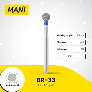 Mani Diamond Bur BR-33 Round Standard Grit Blue FG 19mm (5)