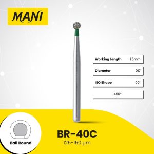 Mani Diamond Bur BR-40C Round Coarse Grit Green FG 19mm (5)