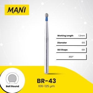 Mani Diamond Bur BR-43 Round Standard Grit Blue FG 19mm (5)