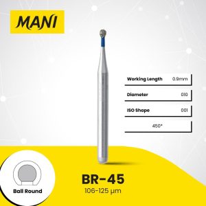 Mani Diamond Bur BR-45 Round Standard Grit Blue FG 19mm (5)