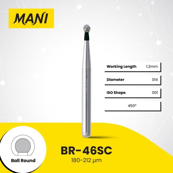 Mani Diamond Bur BR-46SC Round Super Coarse Grit Black FG 19mm (5)