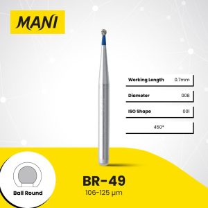 Mani Diamond Bur BR-49 Round Standard Grit Blue FG 19mm (5)