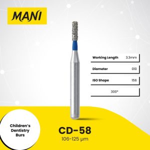 Mani Diamond Bur CD-58 Straight Cylinder Standard Grit Blue FG 19mm (5)