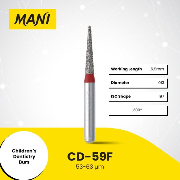 Mani Diamond Bur CD-59F Flat End Taper Fine Grit Red FG 19mm (5)