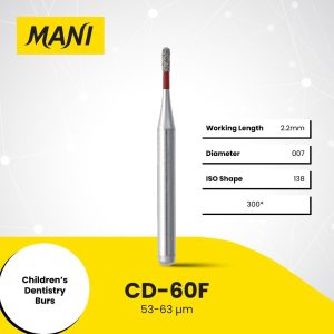Mani Diamond Bur CD-60F Round End Cylinder Fine Grit Red FG 19mm (5)
