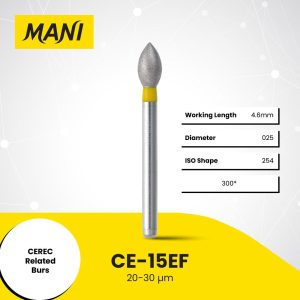 Mani Diamond Bur CE-15EF Egg Extra Fine Grit Yellow FG 19mm (5)