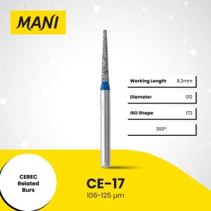 Mani Diamond Bur CE-17 Flat End Taper Standard Grit Blue FG 19mm (5)