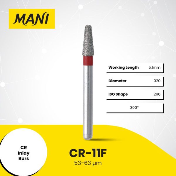 Mani Diamond Bur CR-11F Round End Taper Fine Grit Red FG 19mm (5)
