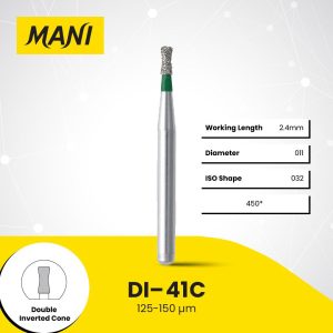 Mani Diamond Bur DI-41C Inverted Cone with Collar Coarse Grit Green FG 19mm (5)