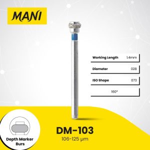Mani Diamond Bur DM-103 Depth Marker Standard Grit Blue FG 19mm (5)