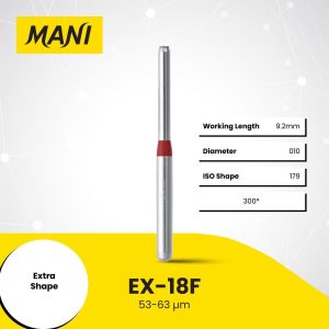 Mani Diamond Bur EX-18F End Cutting Cylinder Fine Grit Red FG 19mm (5)