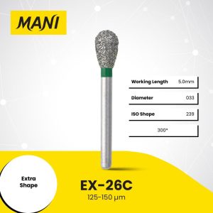 Mani Diamond Bur EX-26C Pear Coarse Grit Green FG 19mm (5)