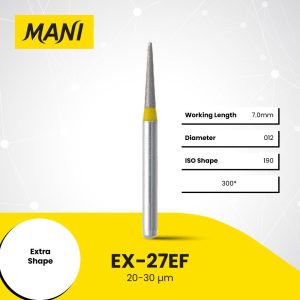 Mani Diamond Bur EX-27EF Pear Extra Fine Grit Yellow FG 19mm (5)