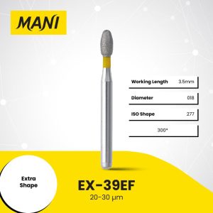 Mani Diamond Bur EX-39EF Egg Extra Fine Grit Yellow FG 19mm (5)