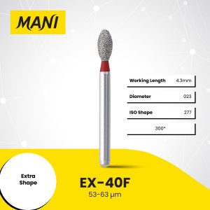 Mani Diamond Bur EX-40F Egg Fine Grit Red FG 19mm (5)