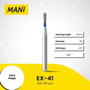 Mani Diamond Bur EX-41 Pear Standard Grit Blue FG 19mm (5)