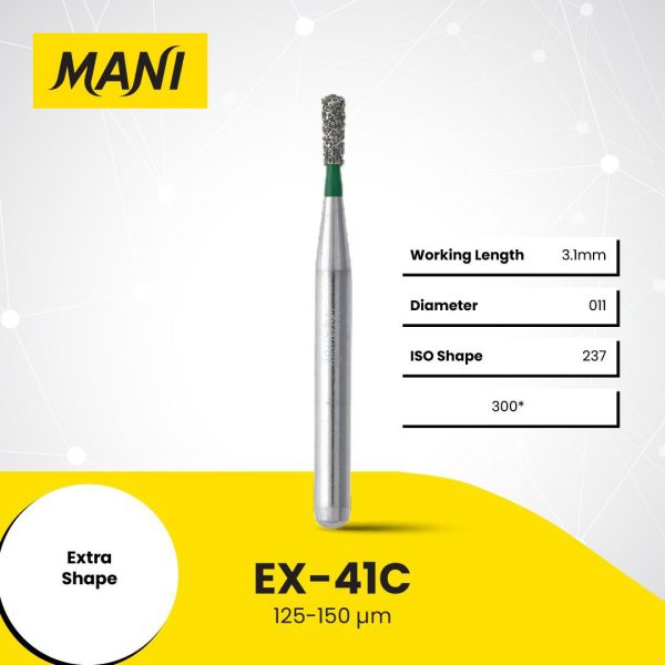 Mani Diamond Bur EX-41C Pear Coarse Grit Green FG 19mm (5) Mani Diamond Bur EX-41C Pear Coarse Grit Green FG 19mm (5)