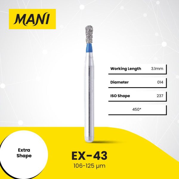 Mani Diamond Bur EX-43 Pear Standard Grit Blue FG 19mm (5)