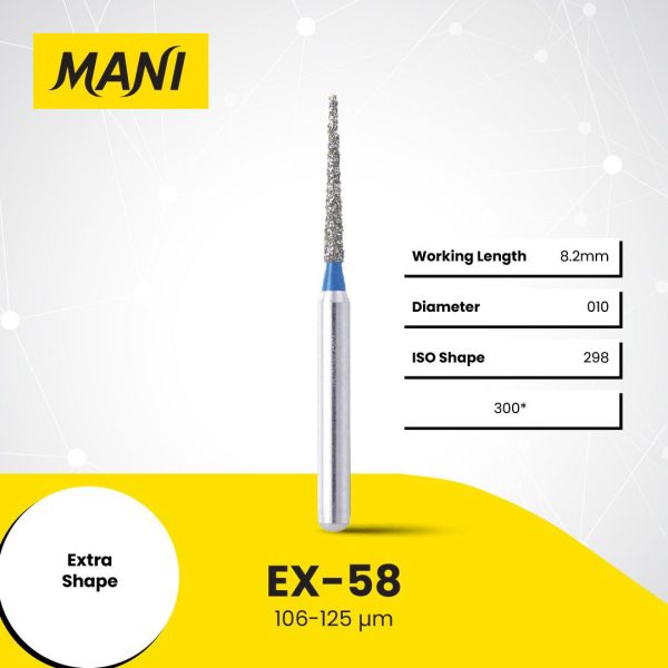 Mani Diamond Bur EX-58 Pointed Cone Standard Grit Blue FG 19mm (5)