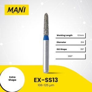 Mani Diamond Bur EX-SS13 Round End Taper Standard Grit Blue FG SS Super Short Shank 14.5mm (5)