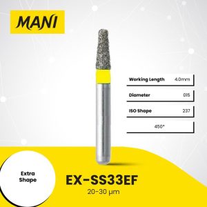 Mani Diamond Bur EX-SS33EF Round End Taper Extra Fine Grit Yellow FG SS Super Short Shank 14.5mm (5)