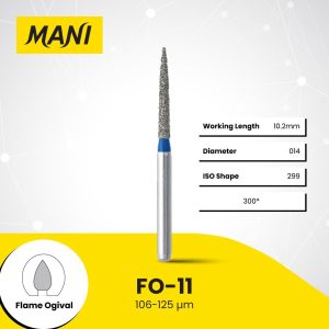Mani Diamond Bur FO-11 Curettage Standard Grit Blue FG 19mm (5)