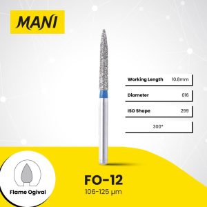 Mani Diamond Bur FO-12 Flame Standard Grit Blue FG 19mm (5)