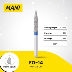 Mani Diamond Bur FO-14 Flame Standard Grit Blue FG 19mm (5)