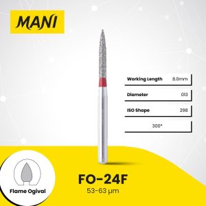 Mani Diamond Bur FO-24F Flame Fine Grit Red FG 19mm (5)