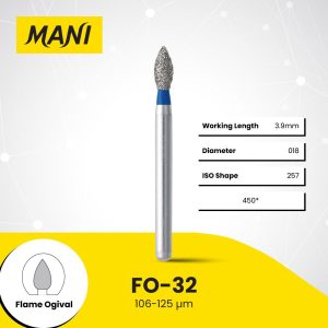 Mani Diamond Bur FO-32 Bud Standard Grit Blue FG 19mm (5)