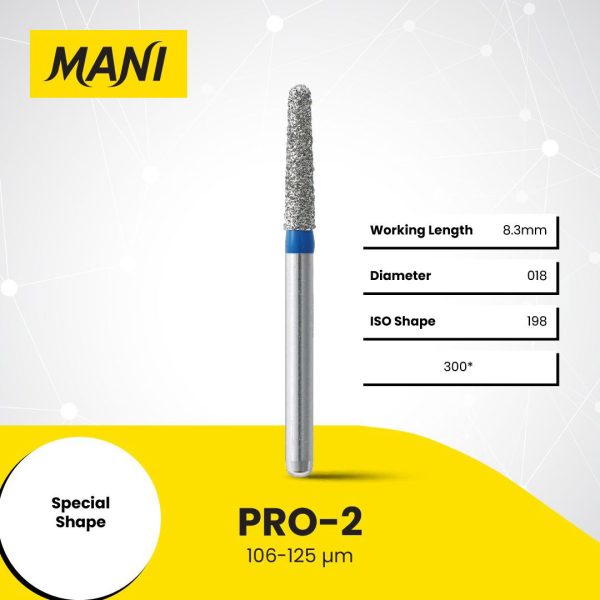 Mani Diamond Bur PRO-2 Round End Taper Standard Grit Blue FG 19mm (5) Mani Diamond Bur PRO-2 Round End Taper Standard Grit Blue FG 19mm (5)