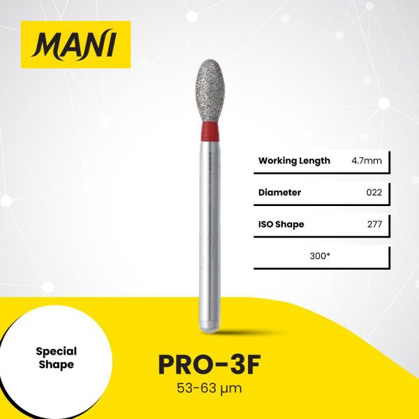 Mani Diamond Bur PRO-3F Egg Fine Grit Red FG 19mm (5)