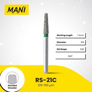 Mani Diamond Bur RS-21C Round Edge Taper Coarse Grit Green FG 19mm (5)