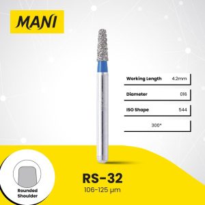Mani Diamond Bur RS-32 Round Edge Taper Standard Grit Blue FG 19mm (5)