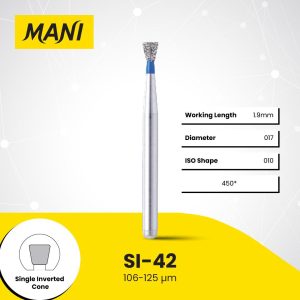 Mani Diamond Bur SI-42 Inverted Cone Standard Grit Blue FG 19mm (5)
