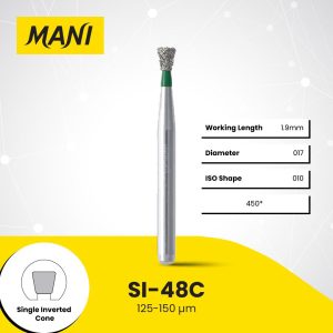 Mani Diamond Bur SI-48C Inverted Cone Coarse Grit Green FG 19mm (5)