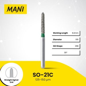 Mani Diamond Bur SO-21C Curettage Coarse Grit Green FG 19mm (5)