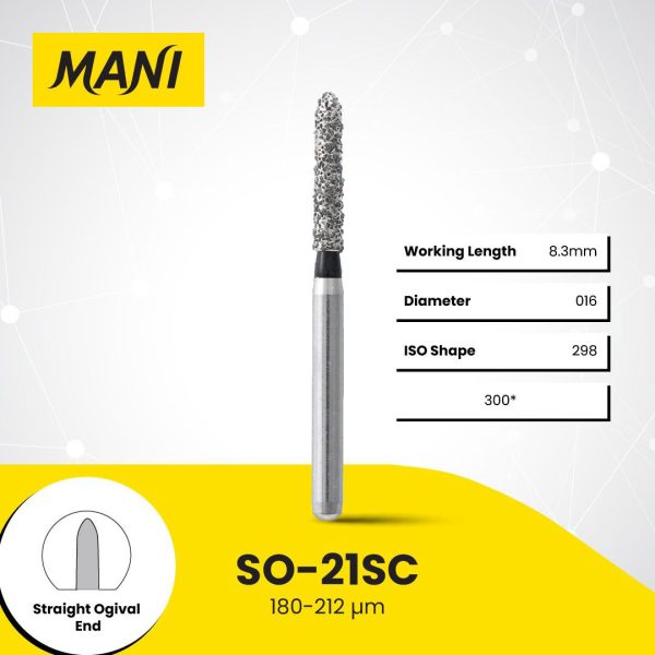 Mani Diamond Bur SO-21SC Bevelled End Cylinder Super Coarse Grit Black FG 19mm (5)