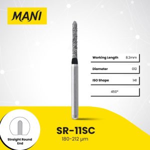 Mani Diamond Bur SR-11SC Round End Cylinder Super Coarse Grit Black FG 19mm (5)