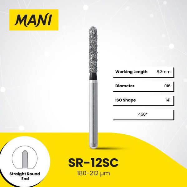 Mani Diamond Bur SR-12SC Round End Cylinder Super Coarse Grit Black FG 19mm (5)