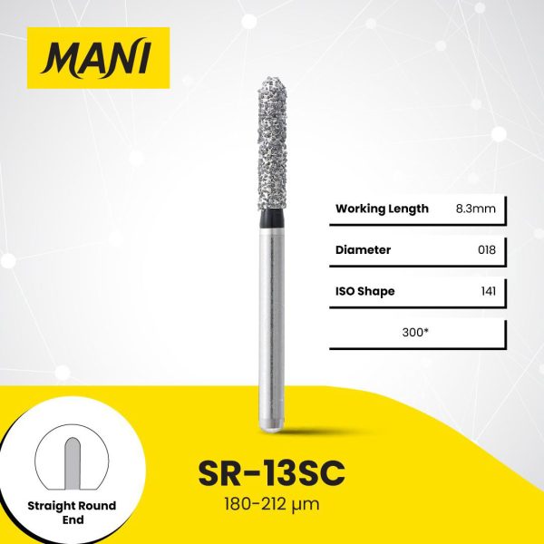 Mani Diamond Bur SR-13SC Round End Cylinder Super Coarse Grit Black FG 19mm (5)