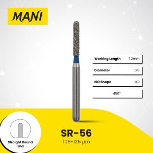 Mani Diamond Bur SR-56 Round End Cylinder Standard Grit Blue FG 19mm (5)