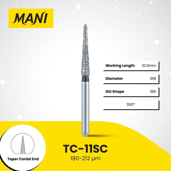 Mani Diamond Bur TC-11SC Pointed Cone Super Coarse Grit Black FG 19mm (5)