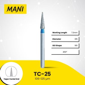 Mani Diamond Bur TC-25 Pointed Cone Standard Grit Blue FG 19mm (5)