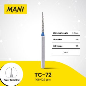 Mani Diamond Bur TC-72 Pointed Cone Standard Grit Blue FG 19mm (5)