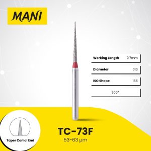 Mani Diamond Bur TC-73F Pointed Cone Fine Grit Red FG 19mm (5)