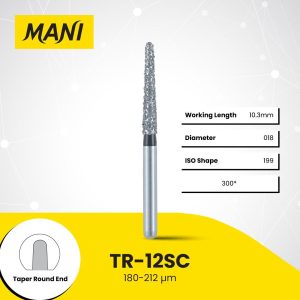 Mani Diamond Bur TR-12SC Round End Taper Super Coarse Grit Black FG 19mm (5)