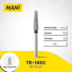 Mani Diamond Bur TR-14SC Round End Taper Super Coarse Grit Black FG 19mm (5)
